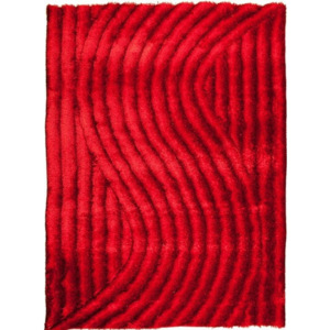 Luxusný kusový koberec Tlaková vlna 2 viskóza 3D červený, Velikosti 140x190cm