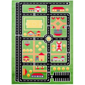 Detský kusový koberec Plan mesta zelený, Velikosti 80x150cm