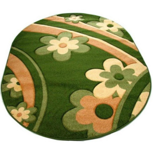 Kusový koberec Kvietočky zelený ovál, Velikosti 80x150cm