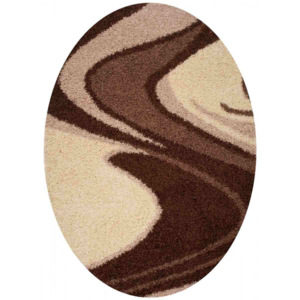 Kusový koberec Shaggy Loca Aldo hnedý ovál, Velikosti 160x220cm