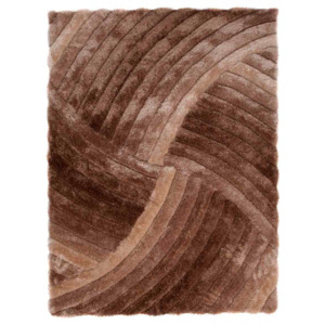 Luxusný kusový koberec Intro viskoza 3D hnedý, Velikosti 80x150cm