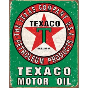 Plechová ceduľa TEXACO - Motor Oil, (31,5 x 40 cm)
