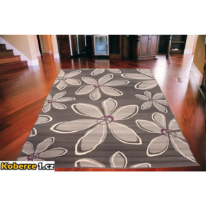 Kusový koberec PP Kvety tmavo sivý, Velikosti 140x200cm
