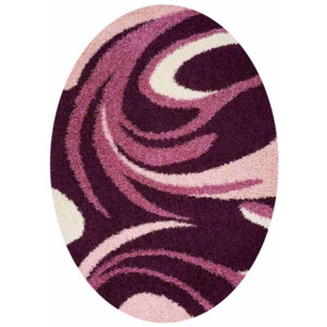 Kusový koberec Shaggy Loca Gaia fialový ovál, Velikosti 80x150cm