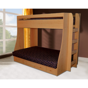 P4 Palanda a poschodová posteľ so schodíkmi lamino: buk