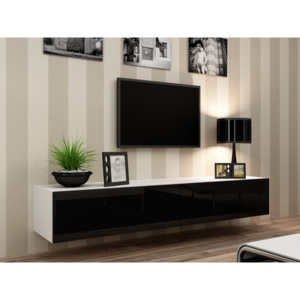 TV stolík Vigo (biela/čierny lesk) 140cm