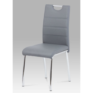 Jídelní židle, ekokůže šedá / chrom DCL-401 GREY Autronic
