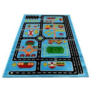 Detský kusový koberec eko Plán mesta modrý, Velikosti 160x220cm