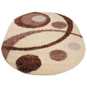 Kusový koberec Shaggy Loca Felice krémový ovál, Velikosti 160x220cm