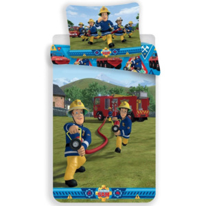 Jerry Fabrics Detské bavlnené obliečky požiarnik Sam 007, 140 x 200 cm, 70 x 90 cm