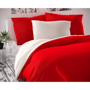 Saténové postel'né obliečky Luxury Collection červene/biele 140x200, 70x90cm