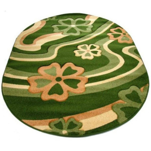 Kusový koberec Kvietočky 2 zelený ovál, Velikosti 80x150cm