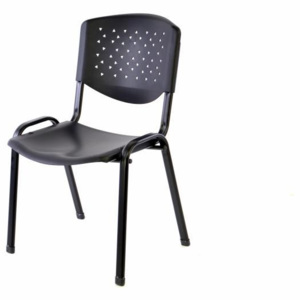 Stohovateľná plastová kancelárska stolička - čierna