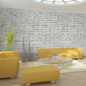 Fototapeta - Wall made from white raw brick 550x270 cm