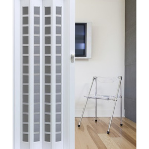 Zhrňovacie dvere presklené, 86x205 cm, biele