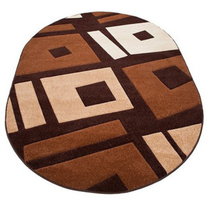 Kusový koberec Štvorčeky hnedý ovál, Velikosti 80x150cm