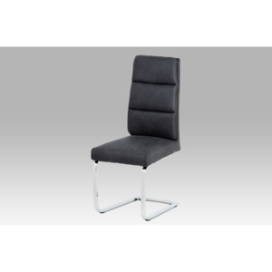 Dining chair, dark grey(COWBOY101) pu,round chrome leg