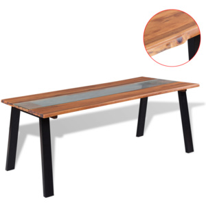 Jedálenský stôl z akáciového dreva a skla, 180x90x75 cm