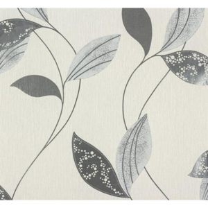 Vliesové tapety, listy sivé, Suprofil Style 55319, Marburg, rozmer 10,05 m x 0,53 m