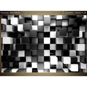 Samolepiaca fólia Čierno-biele 3D kocky 368x248cm OK2821A_8B (Rôzne varianty)
