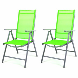 Sada 2 hliníkových skladacích stoličiek Garth - zelená