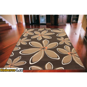 *Kusový koberec PP Kvety hnedý, Velikosti 120x170cm