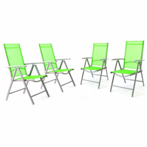 Sada 4 kusov hliníková skladacia stolička Garth - zelená
