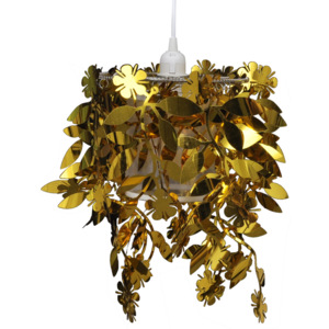 Závesná zlatá luster lampa s listovými šupinkami 21,5 x 30 cm