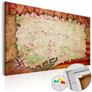 Obraz na korku - Map of Barcelona [Cork Map] 90x60