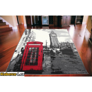 Kusový koberec PP Veľká telefónna búdka šedočervený, Velikosti 140x200cm