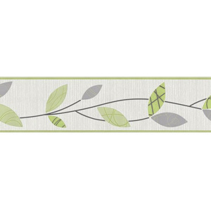 Vinylová bordúra, motív kvetín, zeleno-šedá