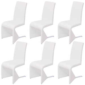 Moderné jedálenské stoličky z bielej umelej kože, 6 ks