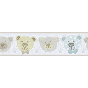 Bordúra papierová Happy Kids 2 - medveď modrý , zelený , hnedý 5 m x 13,6 cm