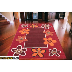 Kusový koberec PP Kvety bordó, Velikosti 80x150cm