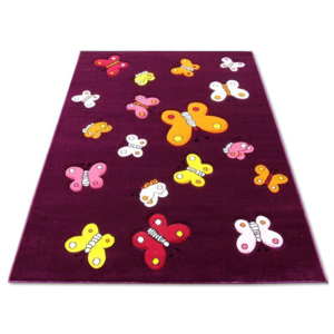 Detský kusový koberec eko Motýle fialový, Velikosti 140x200cm