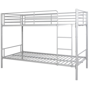 Detská poschodová posteľ, 200x90 cm, kovová, sivá