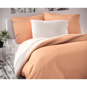 Saténové predľžené posteľné obliečky Luxury Collection 140x220, 70x90cm biele/lososové