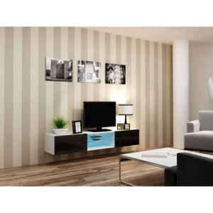 TV stolík Vigo Glass (biela/čierny lesk)