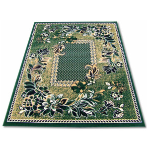 Kusový koberec PP Květy v okraji zelená, Velikosti 50x90cm
