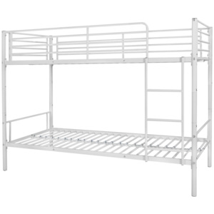 Detská kovová poschodová posteľ, 200x90 cm, biela