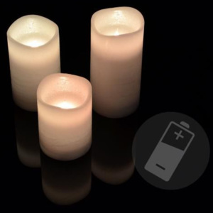 Dekorativní LED sada - 3 voskové svíčky - bílá