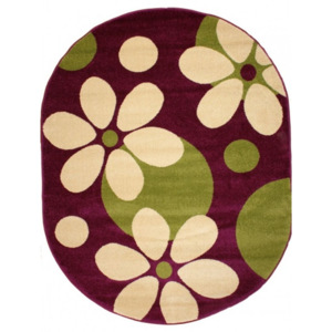 Kusový koberec Kvety fialový ovál, Velikosti 160x220cm