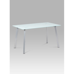 Jídelní stůl 140x80 cm, sklo mléčné / nohy lak šedý GDT-104 WT Autronic