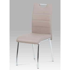 Jídelní židle, ekokůže lanýž / chrom DCL-401 LAN Autronic