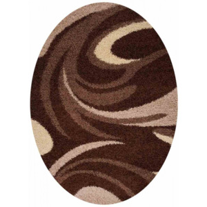 Kusový koberec Shaggy Loca Gaia hnedý ovál, Velikosti 180x260cm