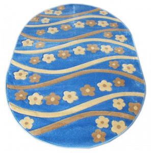 Kusový koberec Kvietky modrý ovál, Velikosti 160x220cm