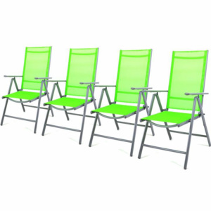 Sada 4 hliníkových skladacích stoličiek Garth - zelená