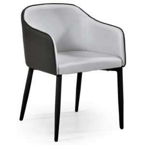 SHIFT - Jidelní stolička, šedo-čiera (ocel, eko koža)
