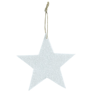 Trblietavá závesná hviezdička White Glitter 8 cm