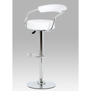 Barová stolička biela koženka - chróm AUB-418 WT Autronic